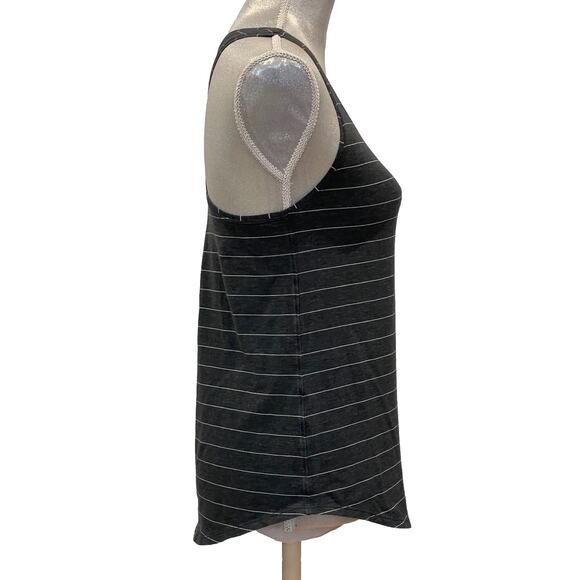 Lululemon Dark Gray & White Striped Love Tank, Pleated In Pima Cotton, Size 4/6 - Picture 2 of 7